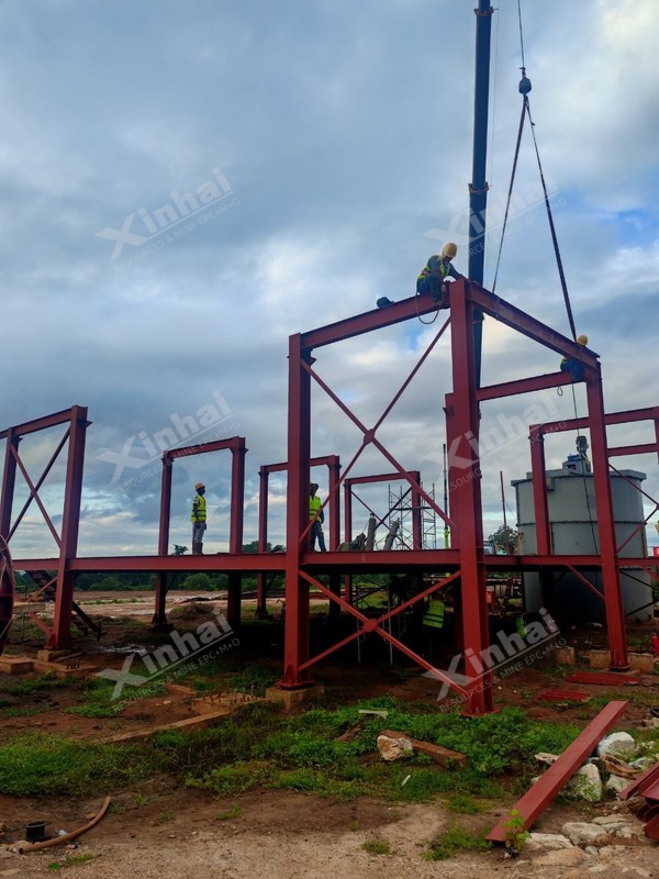Filter press platform under construction
