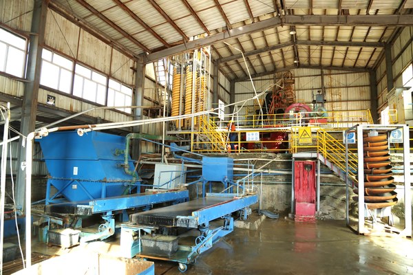 Gravity and table circuits inside a tungsten processing plant