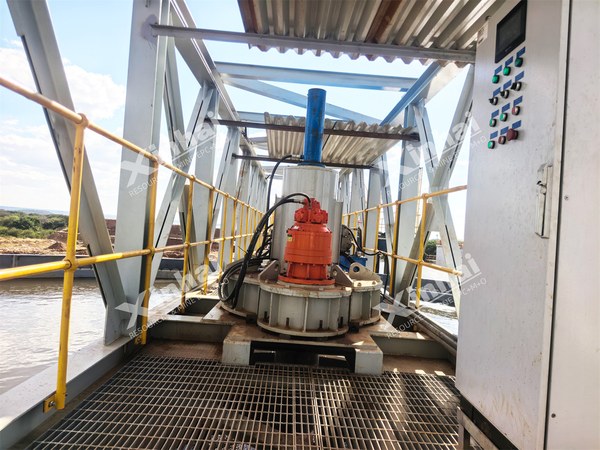 Thickener drive head on the bridge
